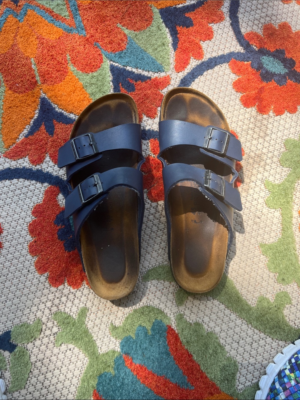 Birkenstock Navy Double-Strap Sandals with Buckles